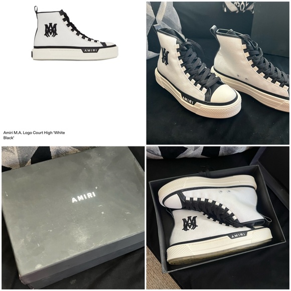 Amiri Court Sneakers Size 44 – Black & White High Top - Picture 1 of 5